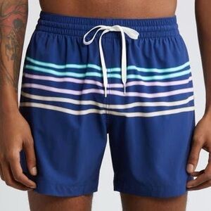 Chubbies Swim Trunks Shorts Mens XL Blue Striped 7" Inseam Lined Pockets Pull On